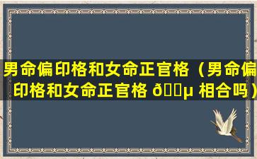 男命偏印格和女命正官格（男命偏印格和女命正官格 🌵 相合吗）
